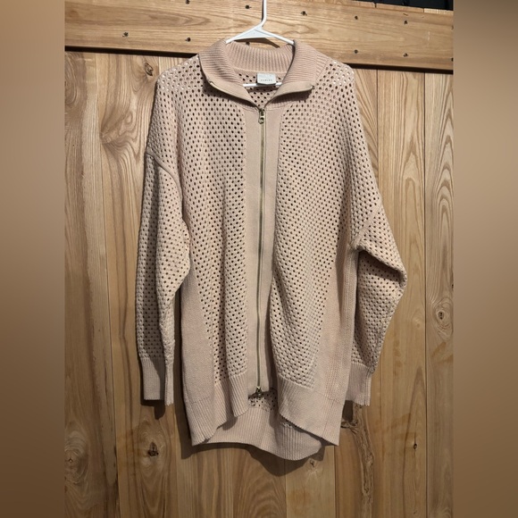 Varley Sweaters - Varley Light Tan Cardigan with Zipper